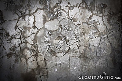 Wet cracked gray concrete wall abstract original art Stock Photo