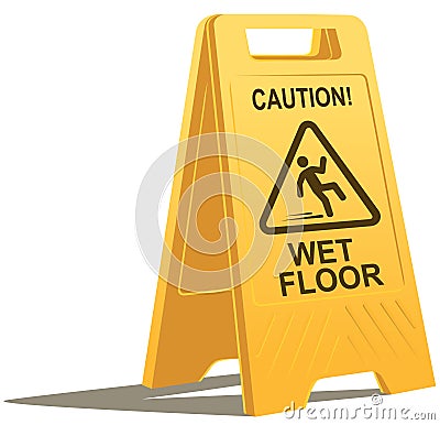 Wet floor caution sign Vector Illustration