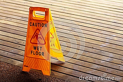 Wet Floor Caution Sign Stock Photo