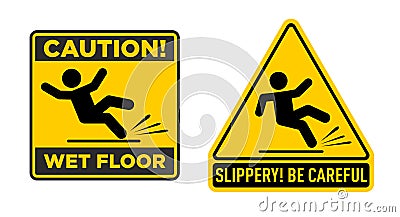 Slippery wet floor sign Vector Illustration