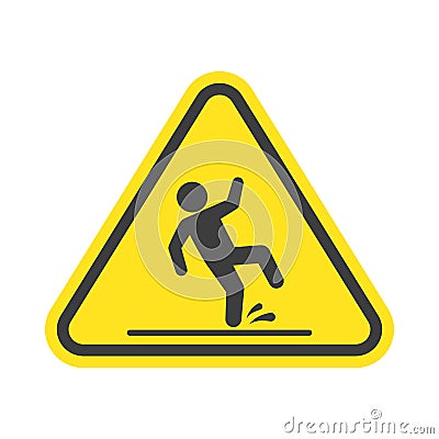 Wet floor warning sign. Vector Illustration