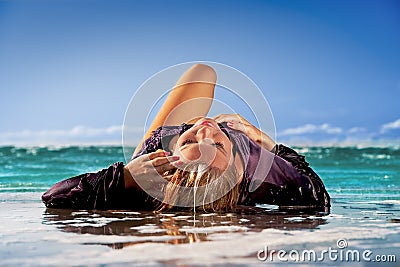 Wet girl Stock Photo