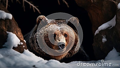 Wet grizzly bear walking in arctic wilderness generated by AI Stock Photo