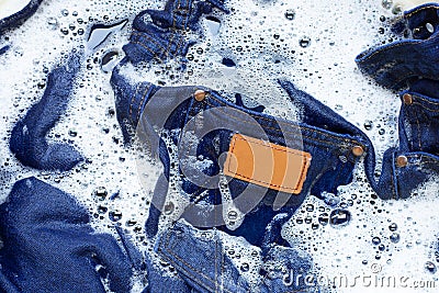 Wet Jeans, Soak and Wash Stock Photo