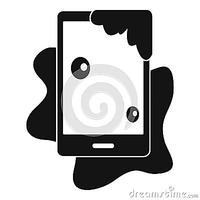 Wet phone icon, simple style Vector Illustration