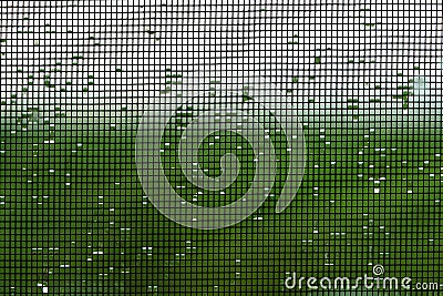 Wet window screen Stock Photo