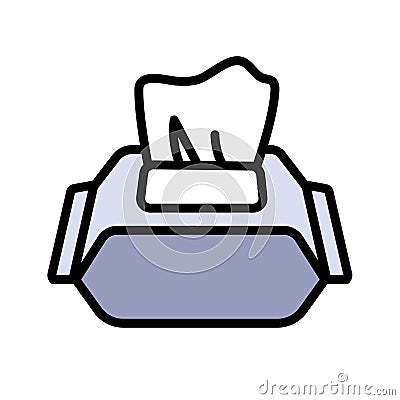 Wet wipes pack icon. Color wet wipes pack vector icon for web design isolated on white background Vector Illustration