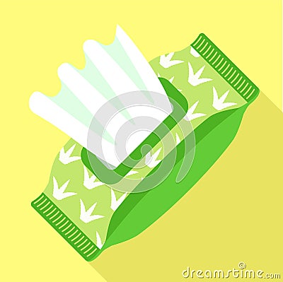 Wet wipes pack icon, flat style Vector Illustration