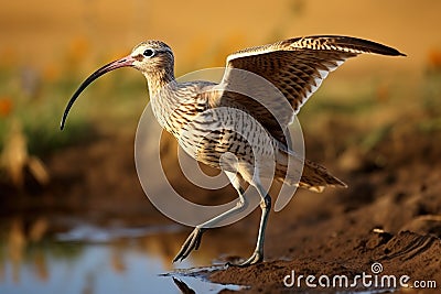 Wetland beauty enhanced by the presence of the Long-billed Curlew. Stock Photo