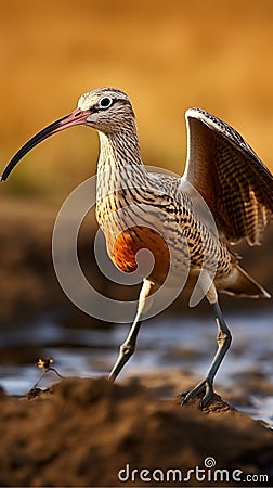 Wetland beauty enhanced by the presence of the Long-billed Curlew. Stock Photo