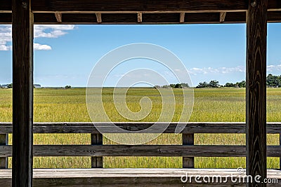 Wetland View from Gazebo, Historic Mitchelville Freedom Park Stock Photo