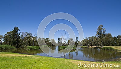 A wetlands outback billabong at Dubbo, New South Wales, Australia. Stock Photo