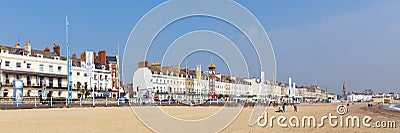 Weymouth beach Dorset UK in summer popular tourist destination on the south coast panorama Editorial Stock Photo