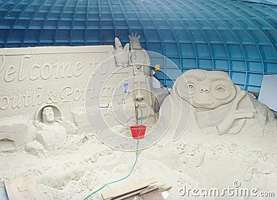 Sculpture Made of Sand on Weymouth Sea Front Editorial Stock Photo