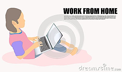 Convenient workplace for freelancer or workers remotely working from home Vector Illustration