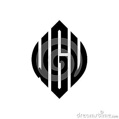 WGU circle letter logo design with circle and ellipse shape. WGU ellipse letters with typographic style. The three initials form a Vector Illustration