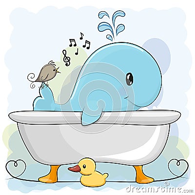 Whale in the bathroom Vector Illustration