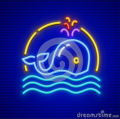 Whale cachalot on sea waves in ocean Vector Illustration