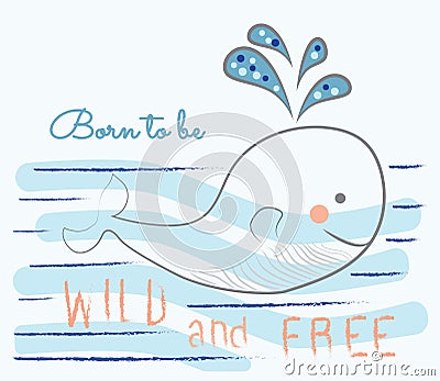 Whale child drawings Vector Illustration