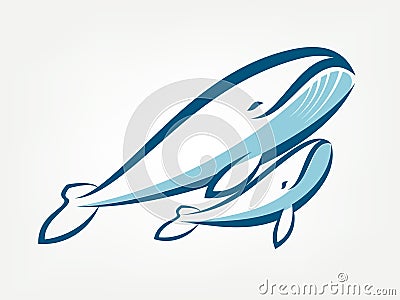 Whale family symbol Vector Illustration