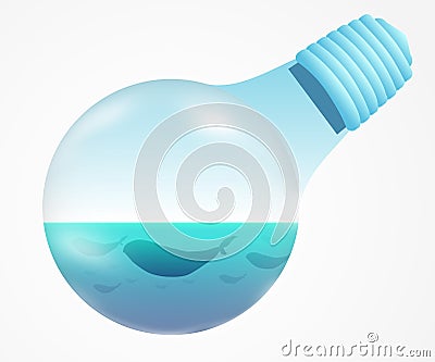 Whale family in light bulb Vector Illustration
