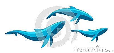 Whale family Vector Illustration