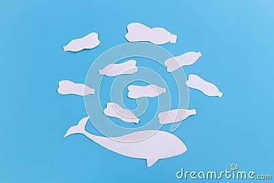 a whale of garbage plastic floating in the ocean Stock Photo