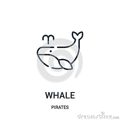 whale icon vector from pirates collection. Thin line whale outline icon vector illustration. Linear symbol for use on web and Vector Illustration