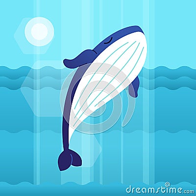 Whale - modern vector flat illustration. Vector Illustration