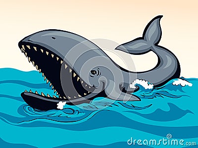 Whale with open mouth. Vector drawing Vector Illustration