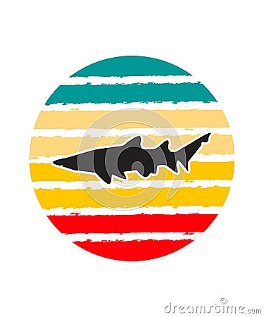 Whale Retro Sunset Design template Vector Illustration