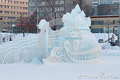 Whale sculpture in Perm Ice Town 20 Editorial Stock Photo