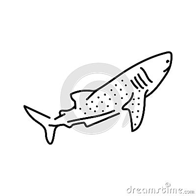 Whale shark color line illustration. Marine mammals. Vector Illustration