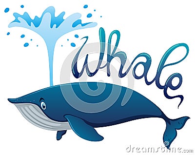 Whale splashing water with word Vector Illustration
