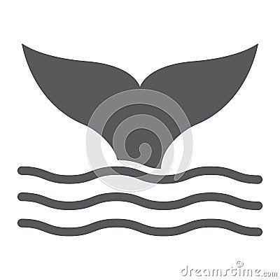 Whale tail glyph icon, animal and underwater Vector Illustration