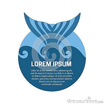 Whale tail label. Vector Illustration