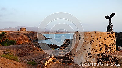 Whale tail sculpture in El Cotillo, Fuerteventura, Canary Islands, Spain Stock Photo