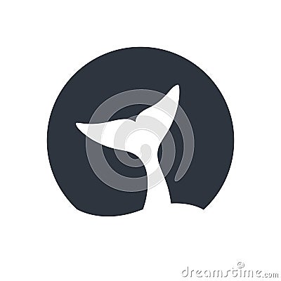Whale tail sign in the circle Cartoon Illustration