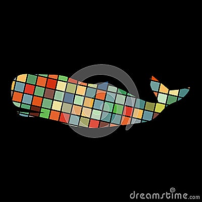 Whale undersea color silhouette animal Vector Illustration