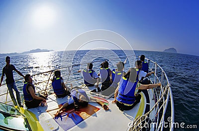 Whale-watching boat Editorial Stock Photo