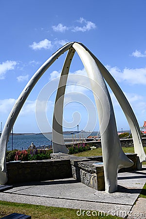 Whalebone Arch, Falkland Islands, Stanley, Falkland Islands. South Atlantic Ocean. Stock Photo