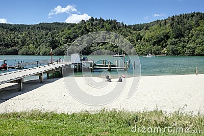 Whangamata Wharf Jetty Wentworth River Whanagamata Coromandel Peninsula New Zealand Stock Photo