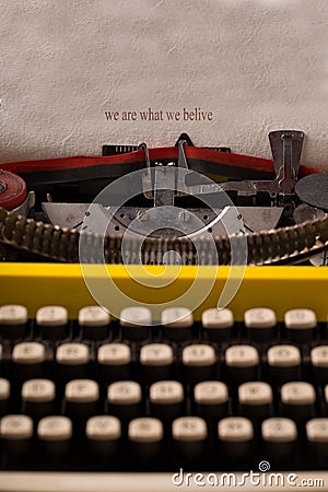 Vintage typewriter -we are what we belive Stock Photo
