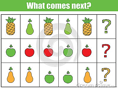 What comes next educational children game. Vector Illustration