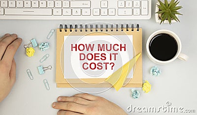 What does it cost, text written Stock Photo