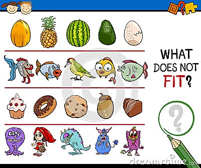 What does not fit game cartoon Vector Illustration