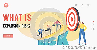 What is Expansion Risk Landing Page Template. Business Team Climb Growing Arrow Chart. Businesspeople Going Up on Graph Vector Illustration