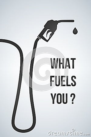What fuels you banner. Gasoline pump nozzle sign.Gas station icon. Flat design style. Vector illustration. Cartoon Illustration