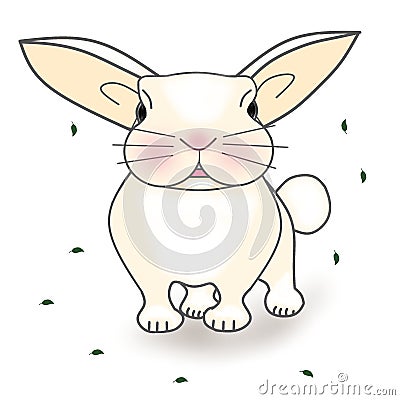 What is the little rabbit with open ears looking at? Stock Photo