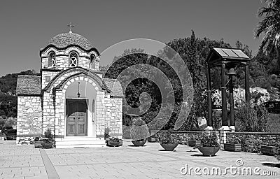 A graphical view of Saints Nikolaos and Anastasia Orthodox Church, Olympiada Village, Chalkidiki, Greece Stock Photo